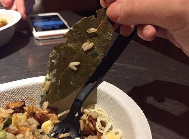 „A vendég panaszkodott: „milyen gusztustalan étterem az, ahol falevél kerül az ételbe?!?"."