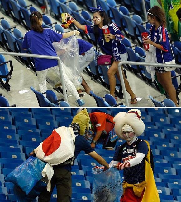 Maguk után takarító japán szurkolók a 2018-as foci VB-n.