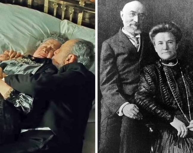 Az ágyban fekvő idős házaspárt valóságban is létező személyek inspirálták.