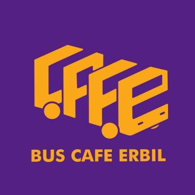 Egy buszban kialakított kávézó logója