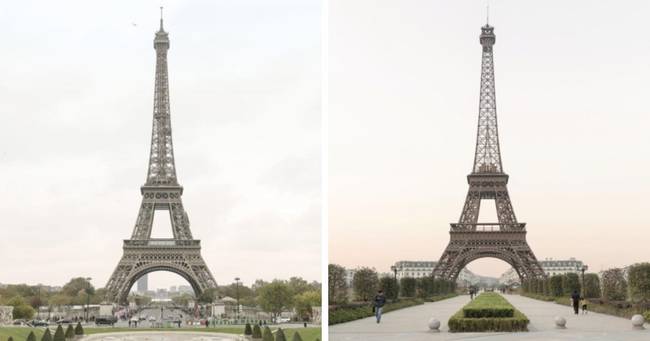 A párizsi Eiffel-torony és annak tökéletes másolata a kínai Tianducheng városban.