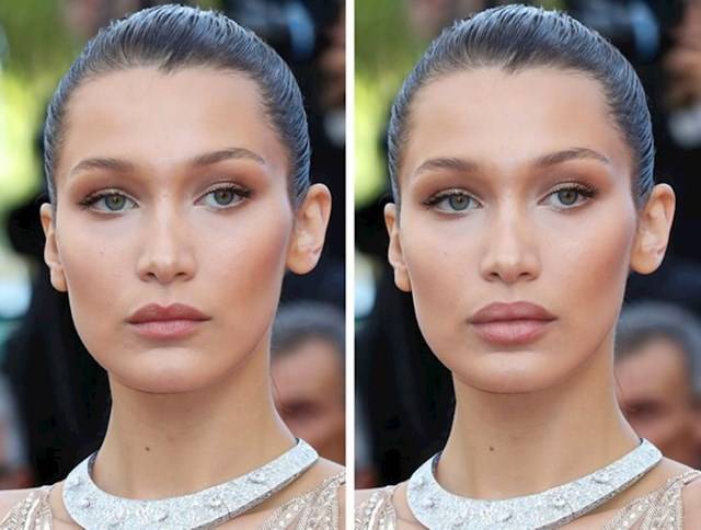Bella Hadid a jellegzetes ajka nélkül