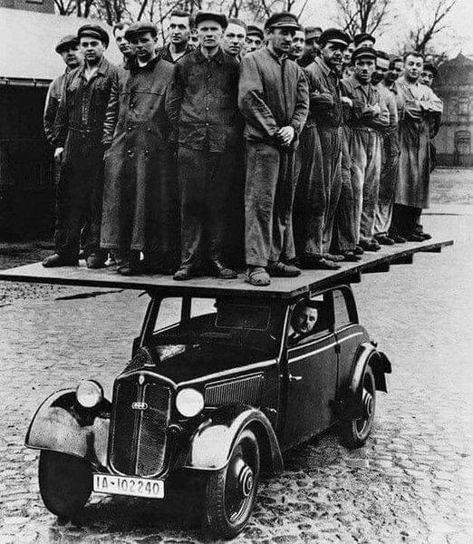 Terhelési vizsgálat, 1934-ben, Németországban.