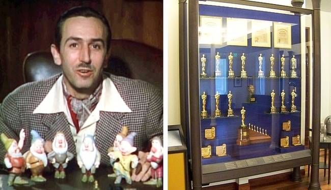 Walt Disney-t 59-szer jelölték Oscar-díjra, ami abszolút rekordnak számít. 26 díjat be is zsebelt ezek közül, ami szintén rekordnak számít.