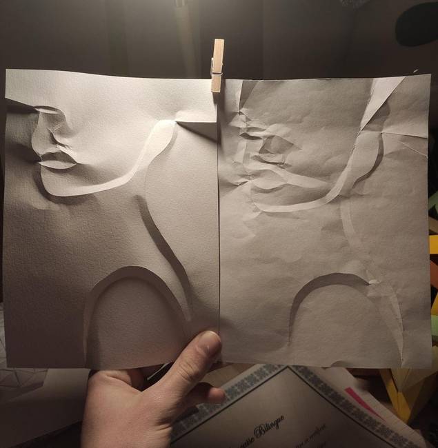 „A legutóbbi origami portrém az első próbálkozásomhoz képest."