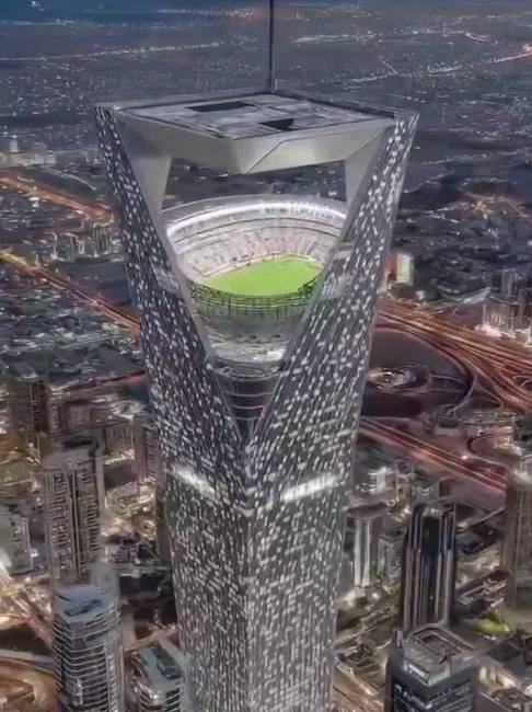 Szaúd-Arábia egy olyan felhőkarcolót tervez építeni, aminek a tetején egy stadion van