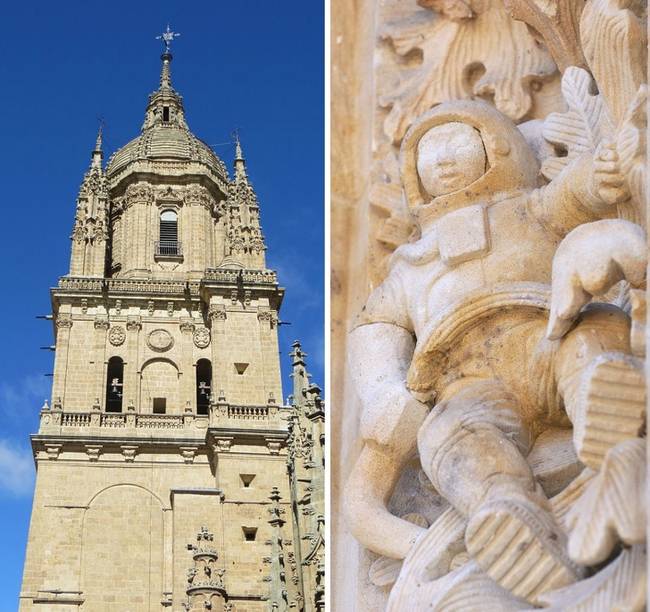 Ősi űrhajós a spanyolországi Salamanca város katedrálisán.