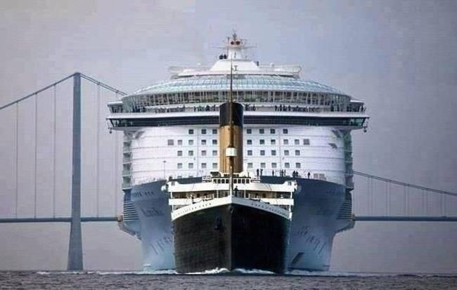 A Titanic mérete egy modern óceánjáróhoz képest.
