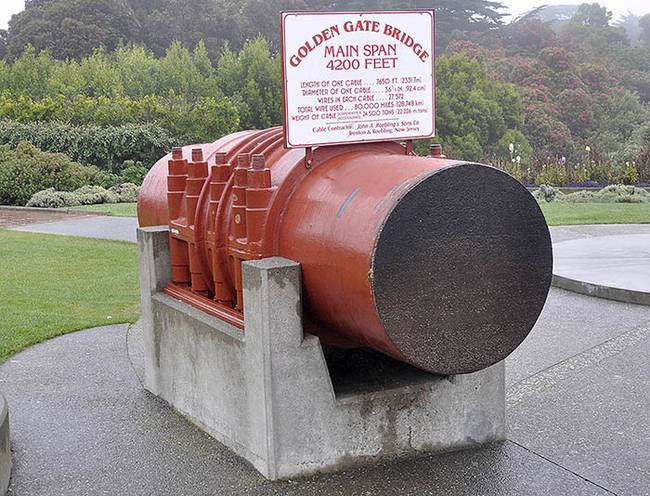 A Golden Gate-híd tartókábelének egy darabja.