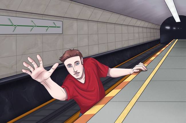 Metróba esett személy megmentése