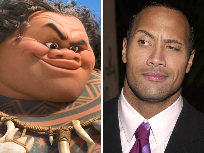 Maui arckifejezését Dwayne Johnsonról mintázták.
