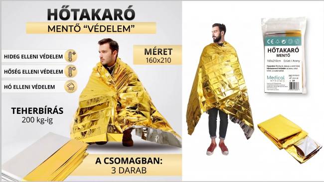 Az izotermikus mentőtakaró filléres tétel, alig néhány grammot nyom, mégis véd a hideg és a hőség ellen.