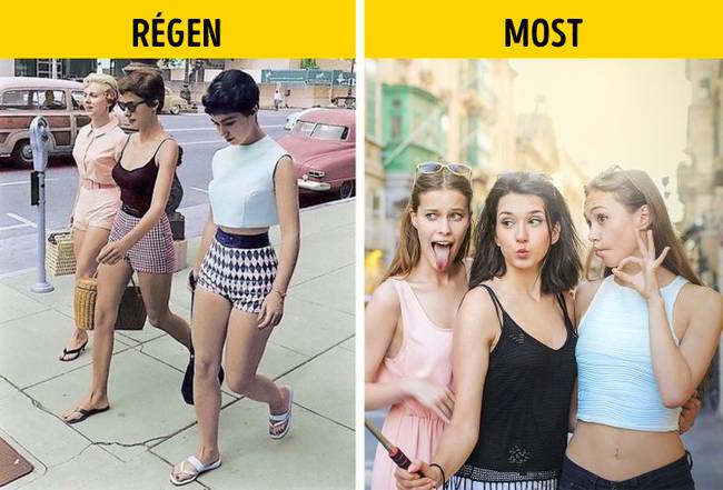 Utcán sétáló lányok