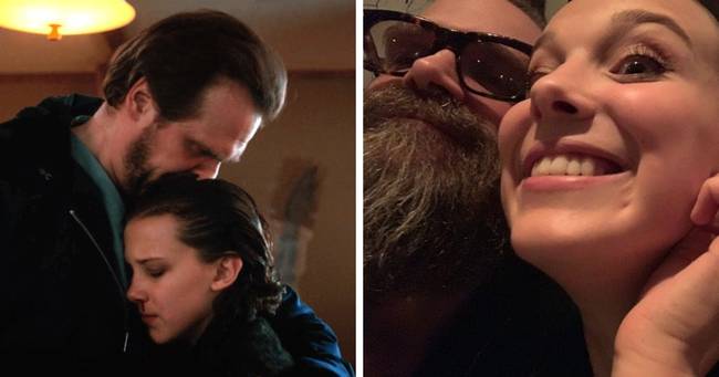 David Harbor és Millie Bobby Brown, akik Hopper seriffet és Tizenegyet alakították a Stranger Things című sorozatban.