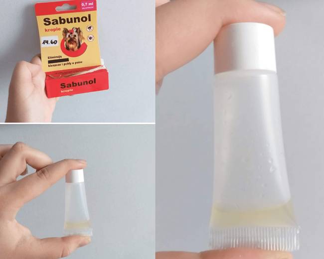 „Most vettem ki a dobozból a 0,7 ml-es bolha elleni szert".