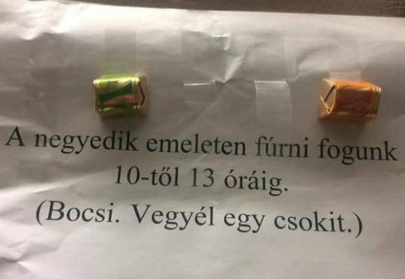 Furni fogunk vegyel el egy csokit cetli