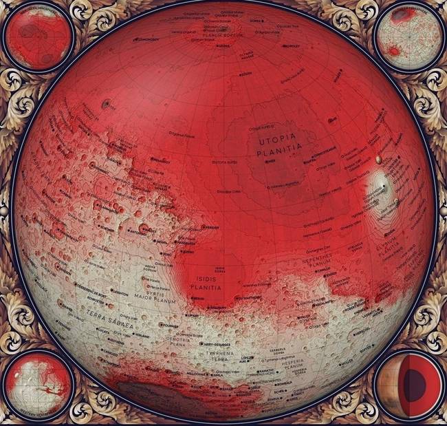 A Mars topográfiai térképe.