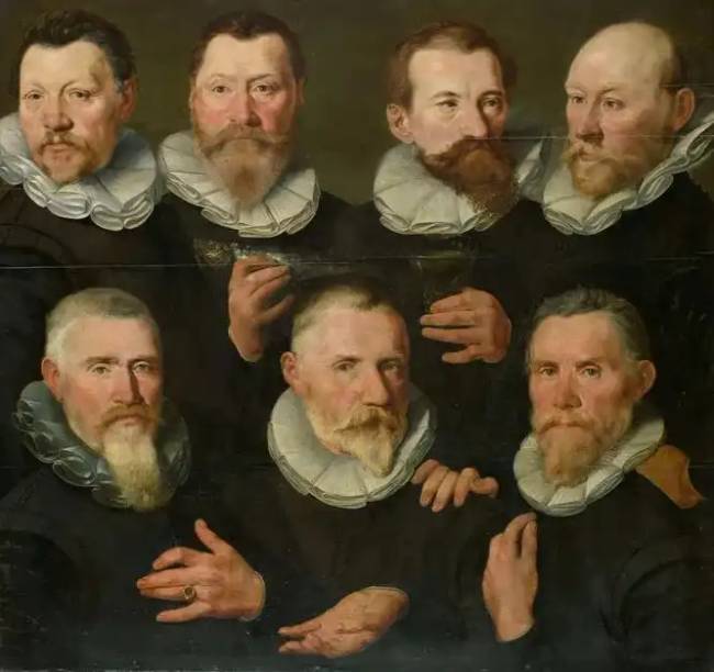 Térfogatos, redőzött gallérok a XVI. századi férfiakon.