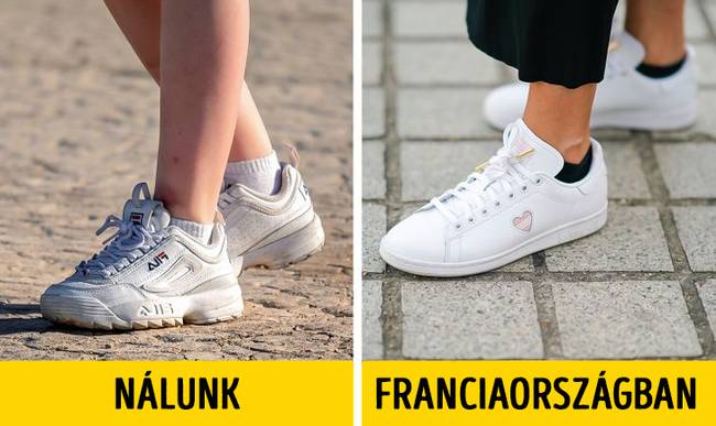 A francia nők általában sima cipőt hordanak.