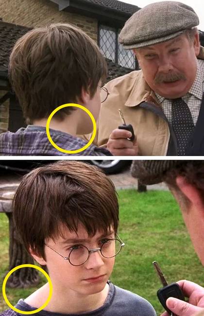 Harry pólója először teljesen fel van húzva, de mikor a kamera megváltozik, misztikusan lecsúszik.