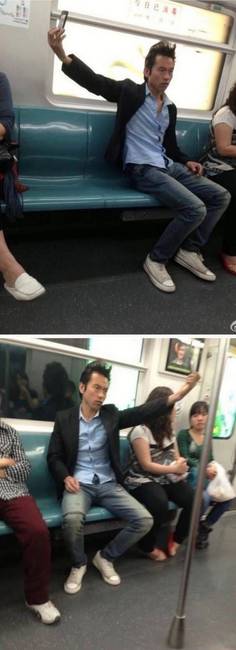 Csak egy laza szelfizés a metrón.