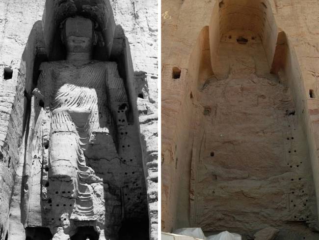 Buddha-szobor a Bámiján-völgyben, Afganisztánban. 1963 és 2008