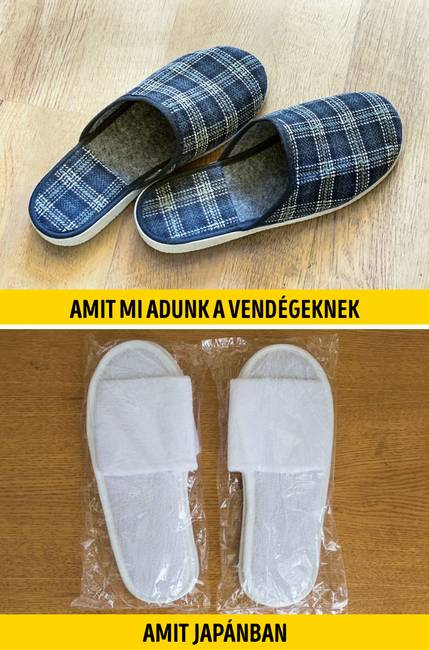 A vendégeknek eldobható papucsot kínálnak, amit távozásuk után ki is dobnak.
