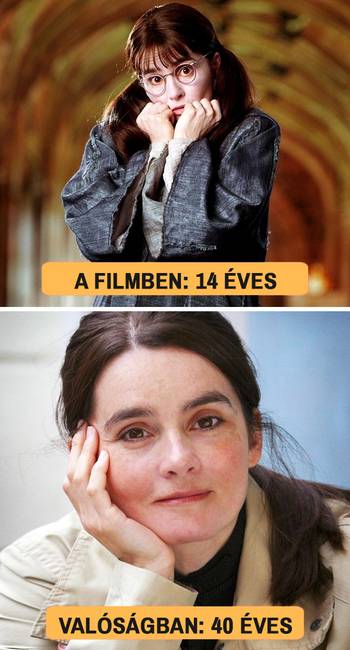 A 14 éves Hisztis Mirtill szellemét alakító színésznő, Shirley Henderson valójában 40 éves volt.