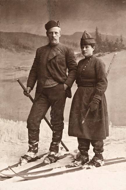 A síelő Fridtjof Nansen (norvég sarkkutató) és felesége, 1890-ben.