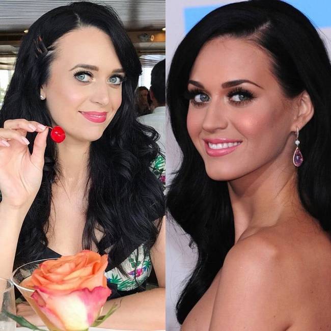 Ha nem tudnánk, hogy a jobb oldalon van az énekes, nem tudnánk eldönteni, hogy melyik az igazi Katy Perry.