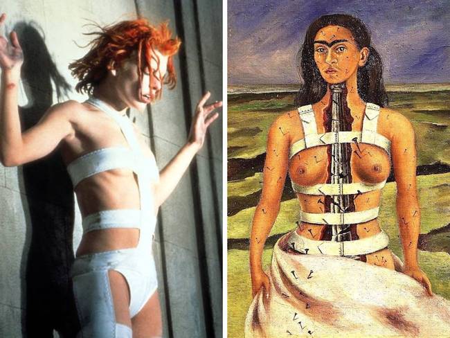A Luc Besson-féle Ötödik elem (1997) című filmben Frida Kahlo Törött oszlop (1944) című festménye tűnik fel.