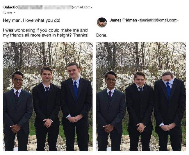 „Meg tudnád oldani, hogy egymagas legyek a barátaimmal?"