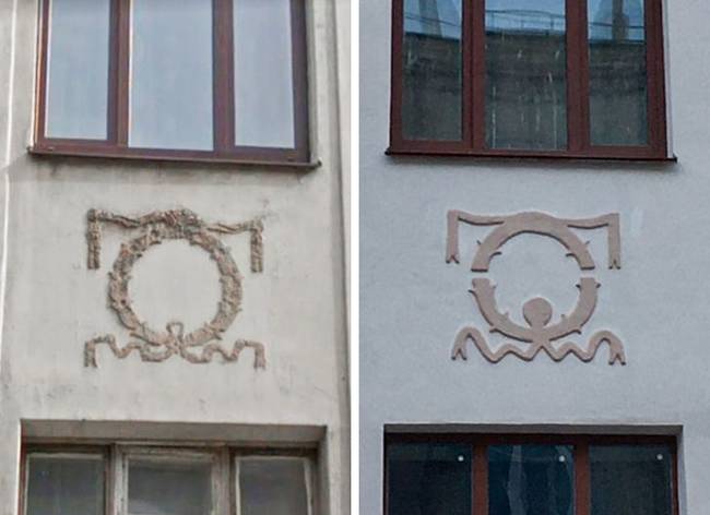 Stukkó formázás alacsony részletességgel.