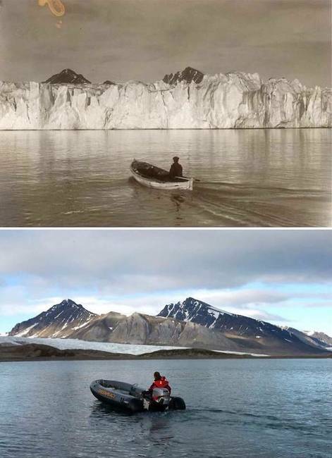 Az Arktisz 103 évvel ezelőtt és most.