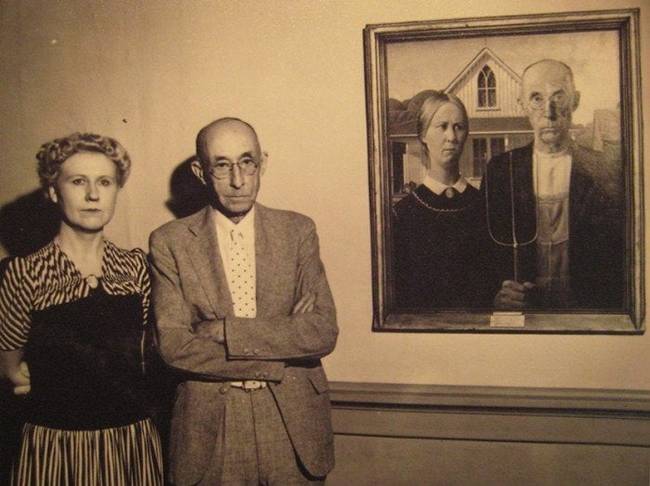 Az emberek, akik Grant Wood "Amerikai gótika" című festményén láthatók.