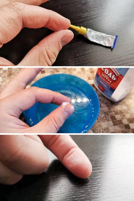 A só és a víz segít eltávolítani a pillanatragasztót.