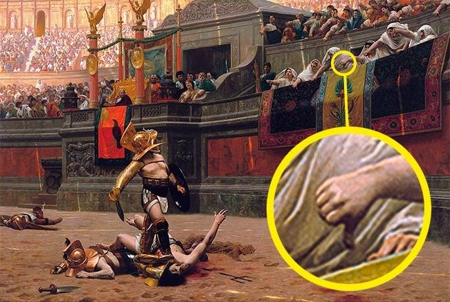 Nincs bizonyíték arra, hogy a római császárok tényleg a lefelé mutató hüvelykujjukkal ítélték halálra a gladiátorokat. Ezt a gesztus először Jean-Léon Gérôme festő ábrázolta és ezután terjedt el a köztudatban, tévesen, vagy legalábbis nem bizonyítható módon.