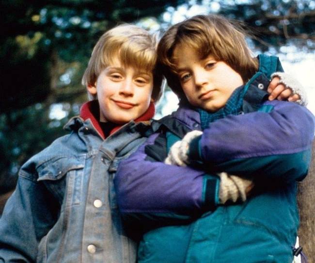 Macaulay Culkin és Elijah Wood a Jófiú (1993) című film forgatásán.