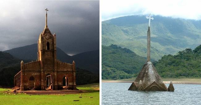 Ezt a venezuelai templomot több évtizede árasztották el, de erős szárazság idején még ma is újra megjelenik.