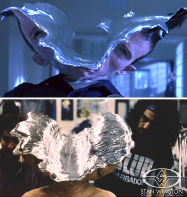 Torzított T-1000 a "Terminátor 2. - Az ítélet napja" (1991) című filmben
