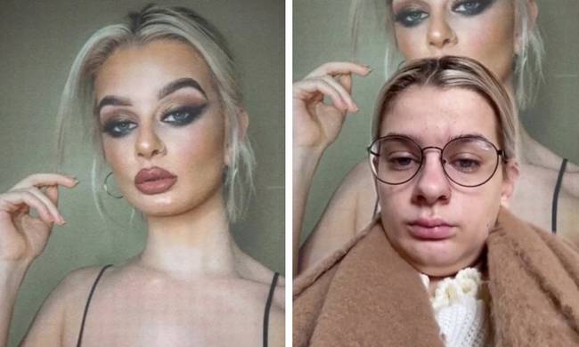 A lányok által készített videók hátterében először a tökéletes fotók láthatók, majd ebbe úsznak be a lányok a hétköznapi, való életben használt megjelenésükkel.