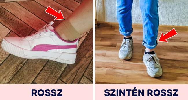 Cipőből kilógó zokni