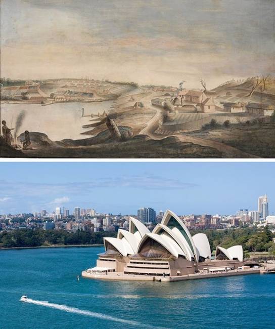 Sydney 1794-ben és napjainkban.