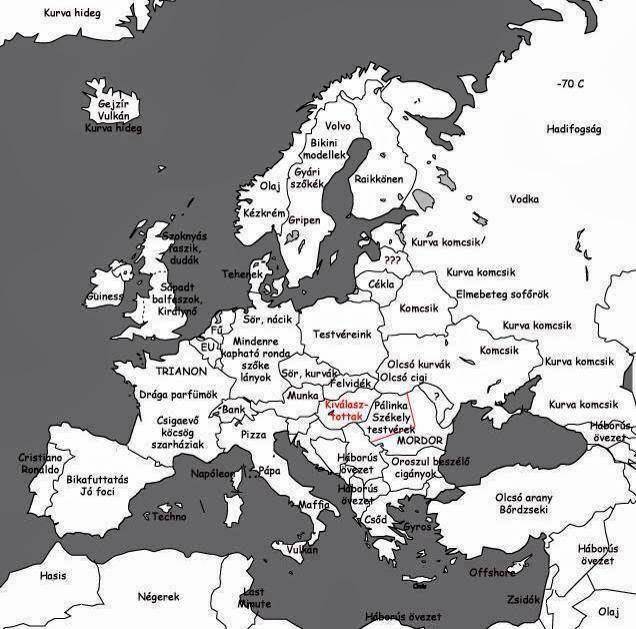 Íme egy térkép, ami megmutatja, hogy milyennek látják a magyarok Európa országait