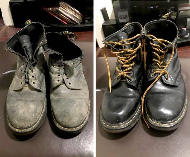 „Restauráltam ezt a kukában talált régi Dr. Martens bakancsot."