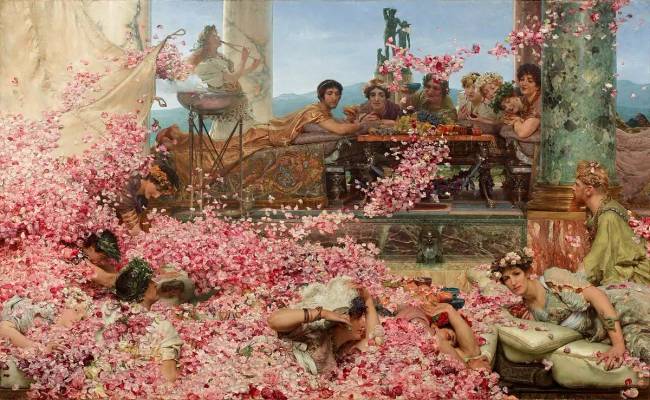 Lawrence Alma-Tadema "Heliogabalus rózsái" (1888).