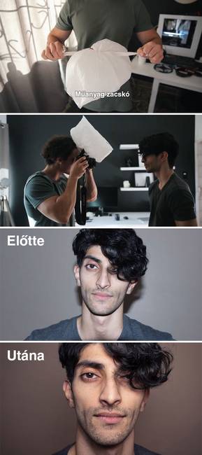 Műanyag zacskó, mint softbox.