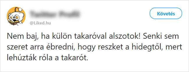 Külön takaróval alvás
