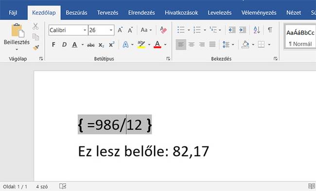 Számológép wordben