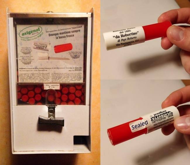 Egy olasz étterem, ahol eldobható és előre megkent fogkefével várják a vendégeket.